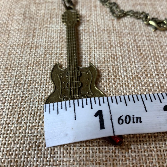 Music Band Guitar Vintage Red Glass Bead Necklace Handmade One of a kind - Picture 4 of 7